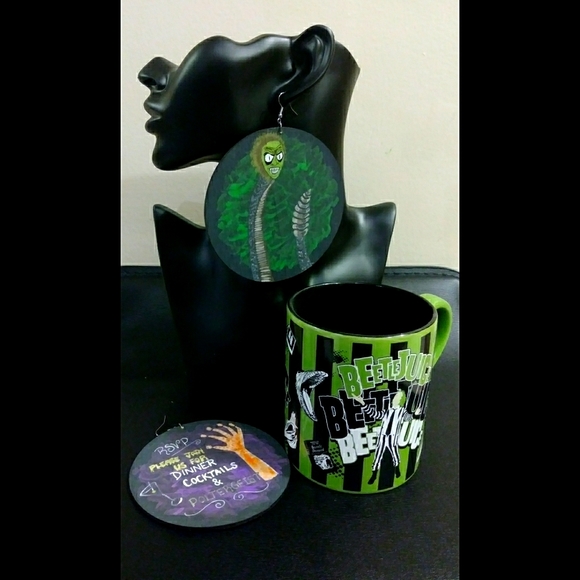 "Beetlejuice, Cocktails & Poltergeist" Earrings - Picture 1 of 9